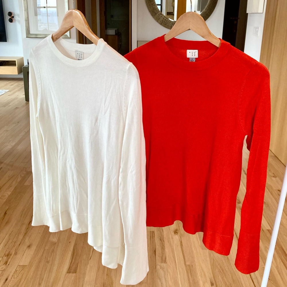 Red and White Women's Sweater Set